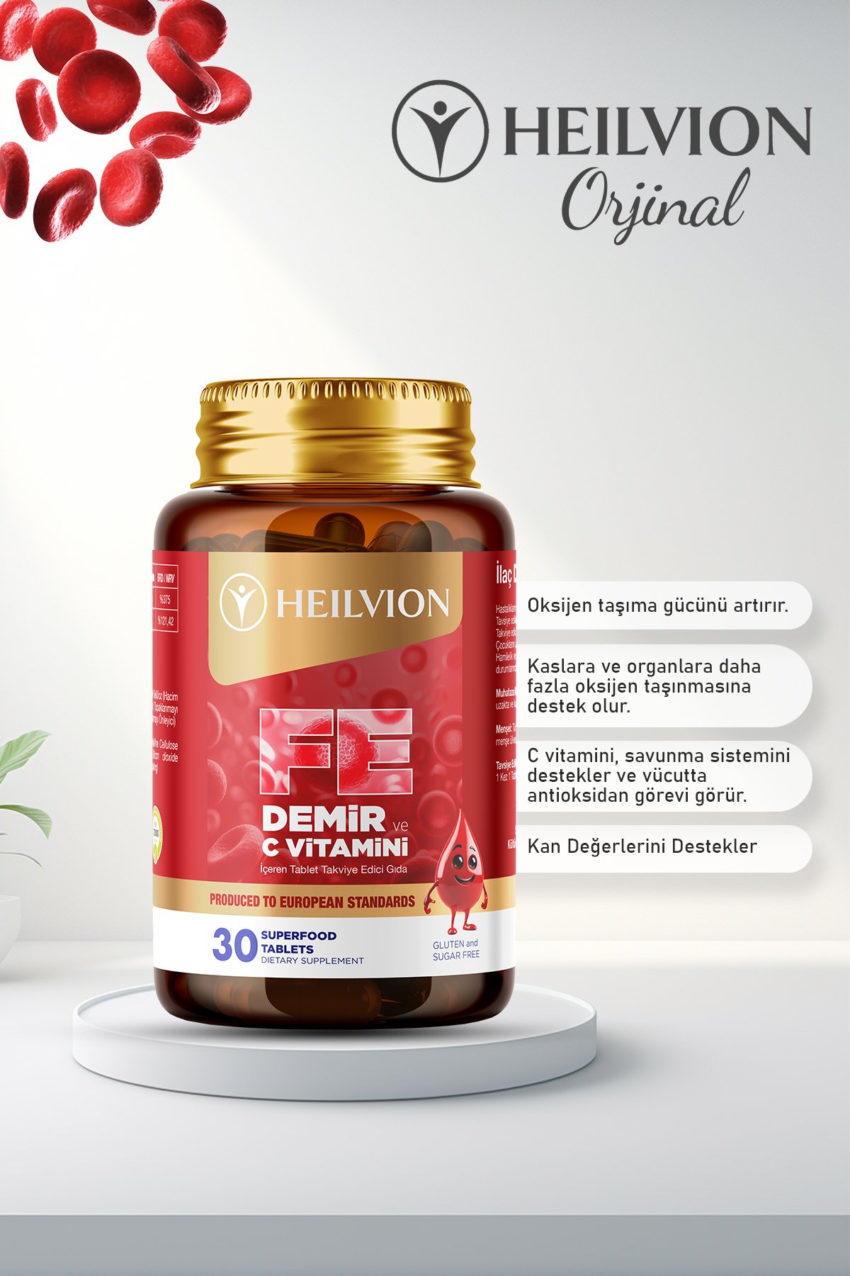 HEILVION Demir Vitamini (17 Mg) & C Vitamini İçeren Takviye Edici Gıda