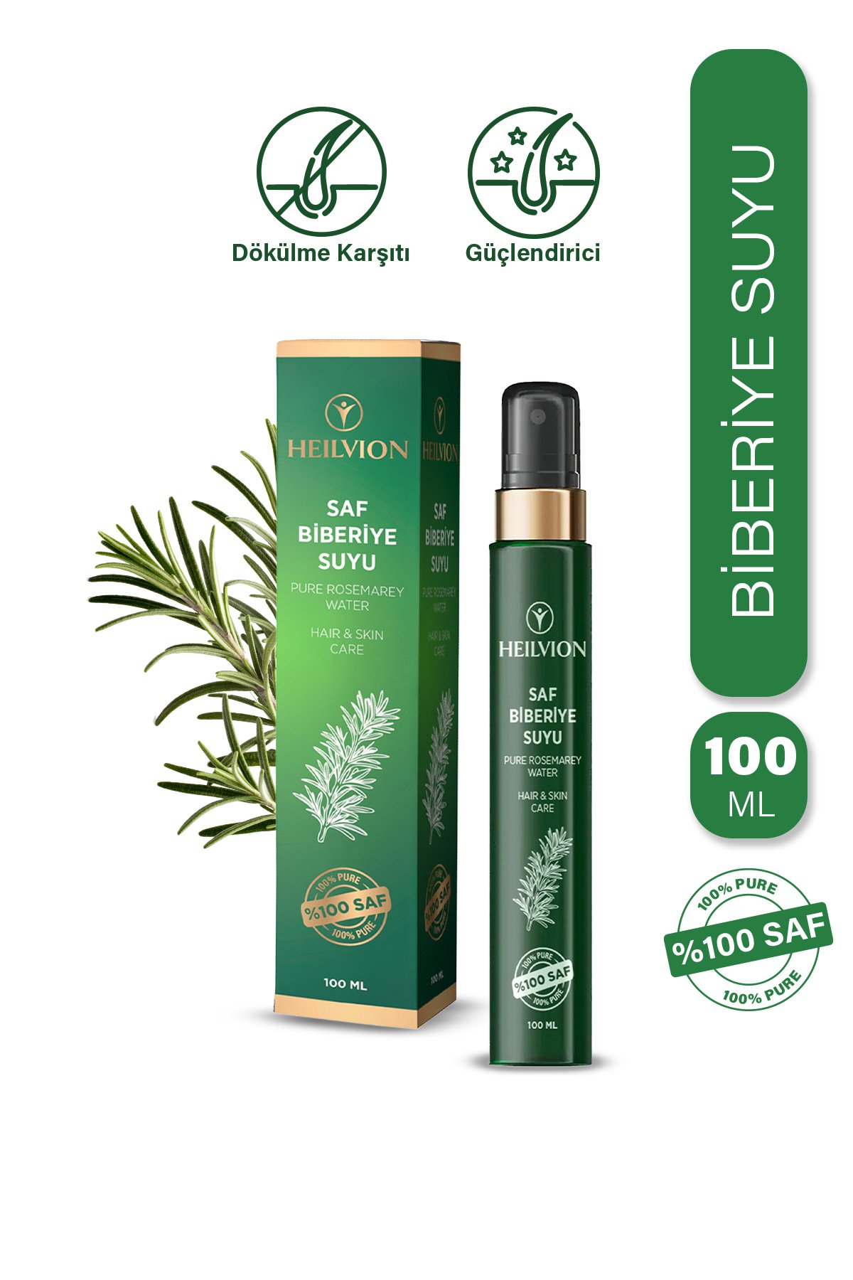 HEILVION Biberiye Suyu Saç Dökülme Karşıtı ve Hızlı Saç Uzatma Etkili Saf Saç Toniği 100 ml