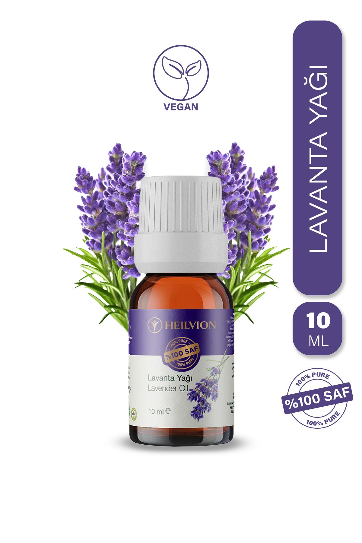 HEILVION Lavanta Uçucu Yağı %100 Saf ve Doğal 10 ML Uykuya Yardımcı & Stres İçin Doğal Destek & Aromaterapi