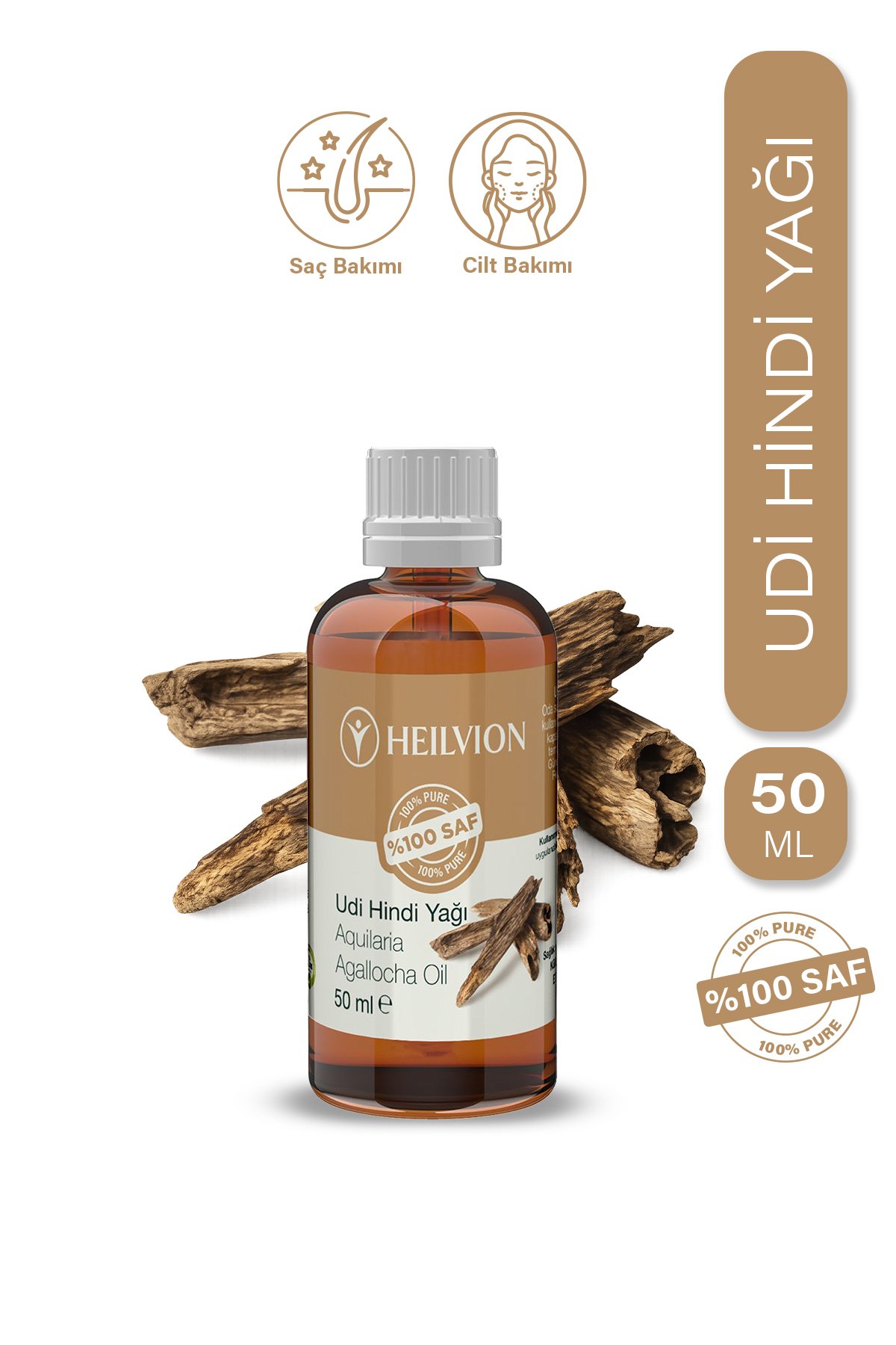 HEILVION Udi Hindi Yağı %100 Saf ve Doğal 50 ML